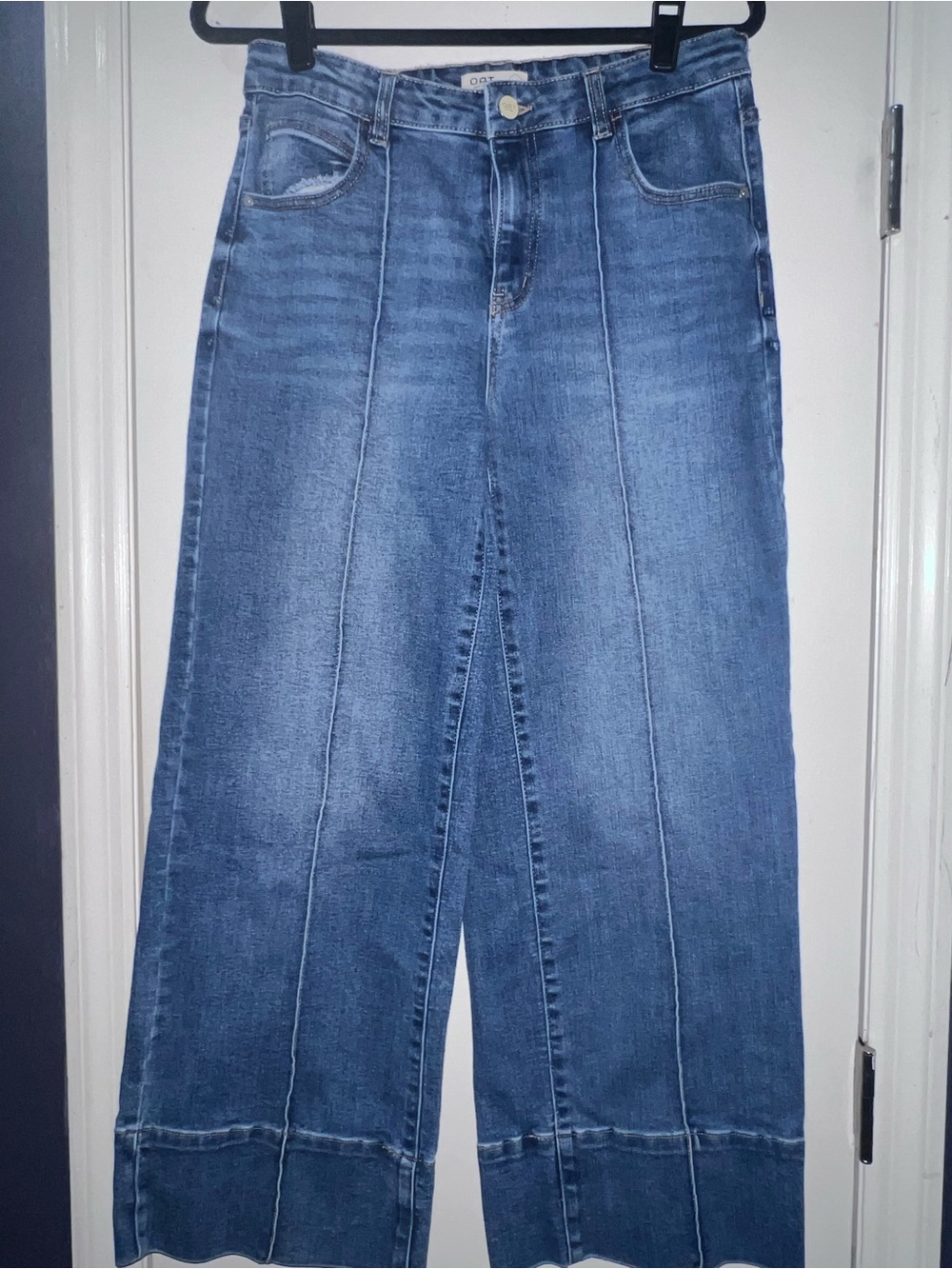 Oat New York Wide-Leg Blue Panel Seam Jeans